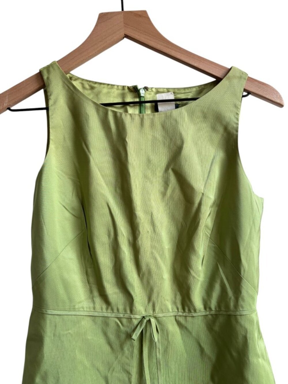 Vintage J. Crew Green 100% Silk Taffeta Dress Size 2 - Picture 5 of 7